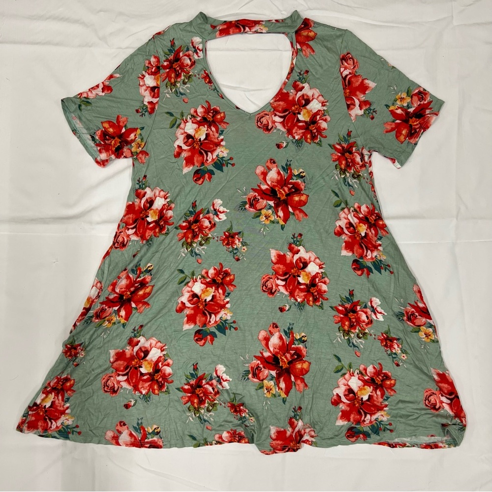 How Very Loved Mint Green Floral T-shirt Dress